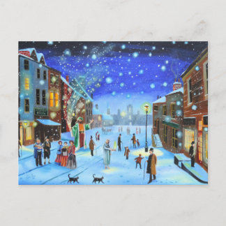 Ein Weihnachtslied Scrooge Winterstraßenszene Holi Feiertagspostkarte