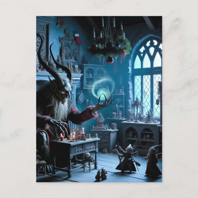 Ein Weihnachtsstift Krampus AI Generated Art Horro Postkarte (Vorderseite)