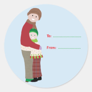 Ein Weihnachtsumarmung-Geschenkanhänger-Rundaufkle Runder Aufkleber