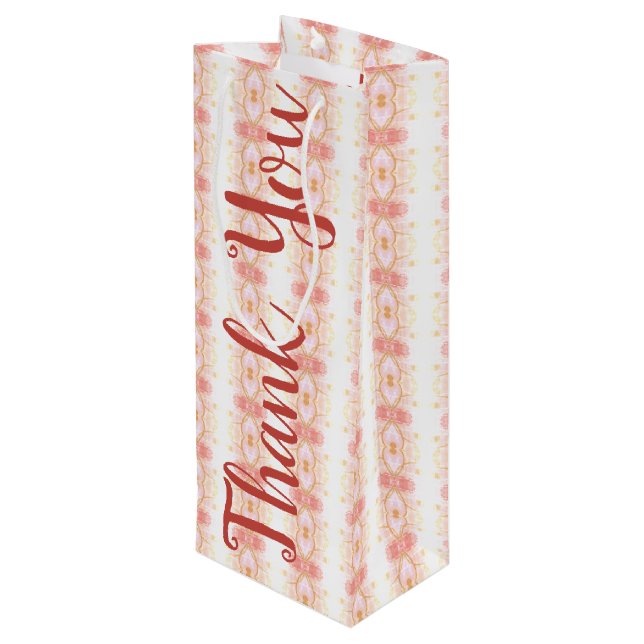 Ein Wein danke Ihnen Geschenktasche in Korallenros Geschenktüte Für Weinflaschen (Rückseite Schrägansicht)