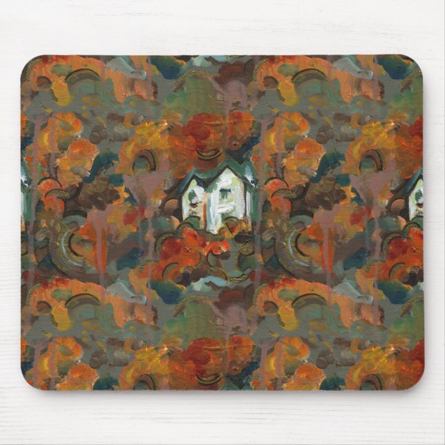Ein Weiß- und Herbstbaum Mousepad (Vorne)