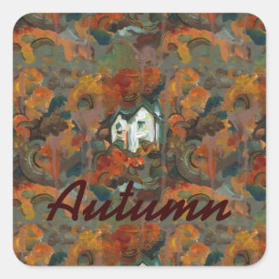 Ein Weiß- und Herbstbaum Quadratischer Aufkleber