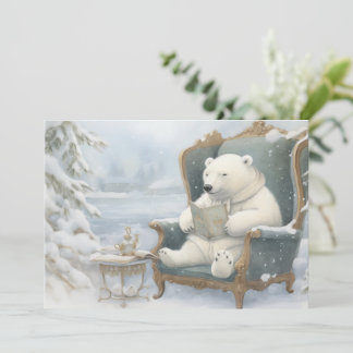 Ein weißer Polar-Bär in der Schnee-Urlaubskarte Feiertagskarte