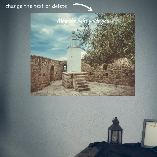 Ein weißes Leuchtturm und ein Olivenbaum Poster (Von Creator hochgeladen)