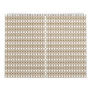 ein weißes und goldenes geometrisches Muster Kalender