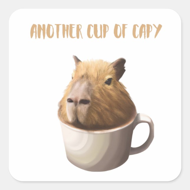Ein weiterer Cup in Capybara mit Niedlicher Capyba Quadratischer Aufkleber (Vorderseite)
