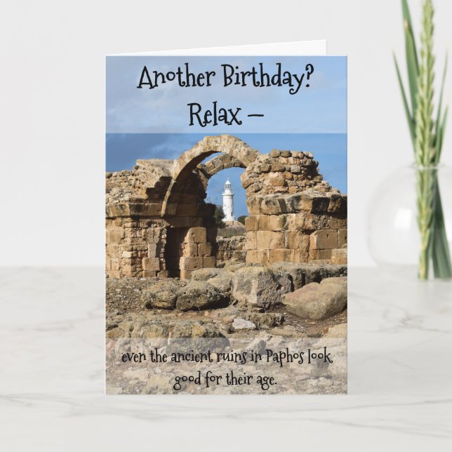 Ein weiterer Geburtstag?  Karte mit antiken Ruinen (Vorderseite)
