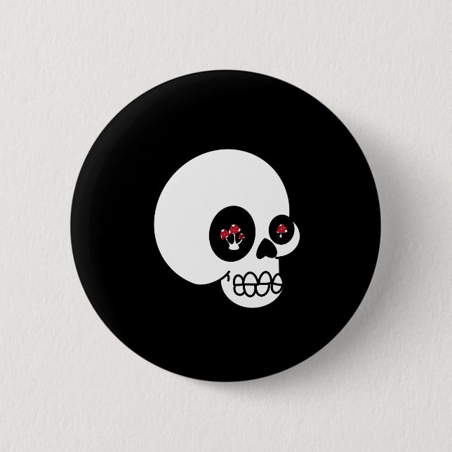 Ein weiterer Pilz-Schädel-Knopf Button (Vorderseite)