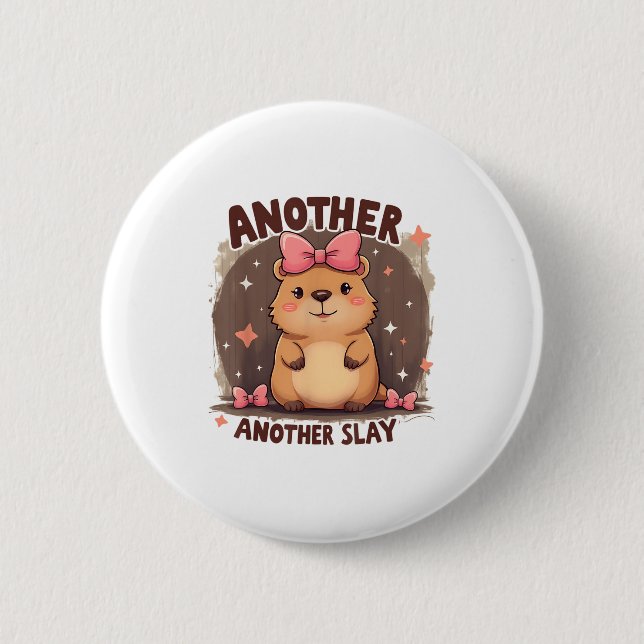 Ein weiterer Tag Niedlich Capybara Lover Pink Button (Vorderseite)
