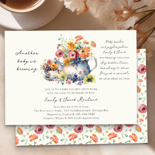 Ein weiteres Baby braut Florale Teekanne Sprinkle Einladung