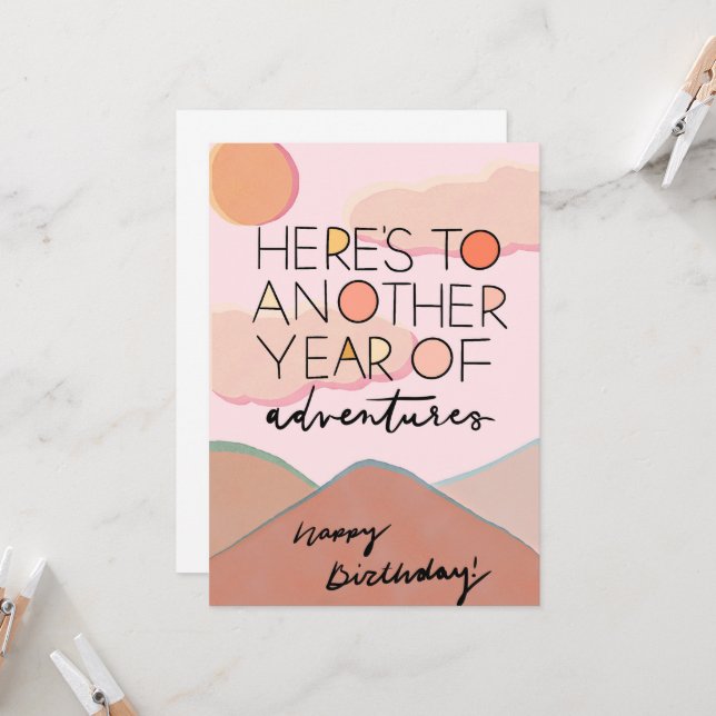 Ein weiteres Jahr der Abenteuer Einladung (Vorderseite/Rückseite Beispiel)