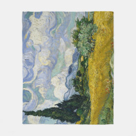 Ein Weizenfeld mit Zypressen Van Gogh Fleecedecke