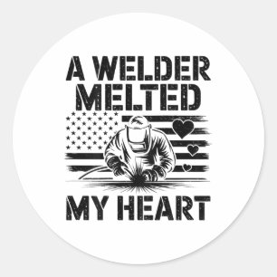 Ein Welder schmolz mein Herz Valentinstag (auf Byc Runder Aufkleber