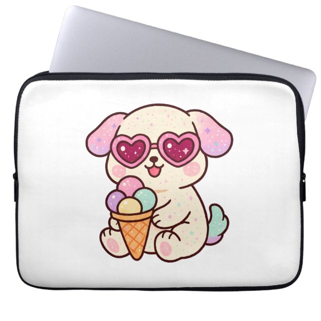 Ein Welpe mit Eiscreme Laptopschutzhülle (Vorderseite)
