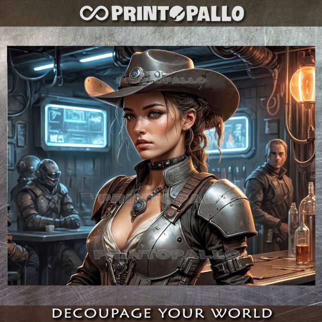 Ein Weltraum-Kuh-Mädchen in einer Galaxie-Bar Seidenpapier (Von Creator hochgeladen)