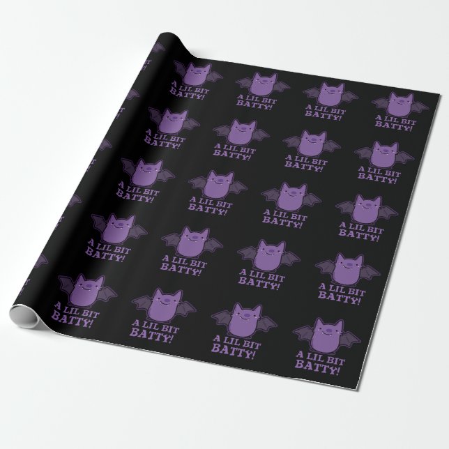 Ein wenig Batty Funny Baby Bat Pun Dark BG Geschenkpapier (Ungerollt)