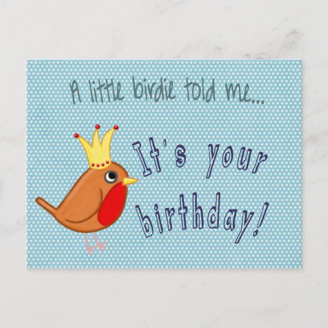 Ein wenig Birdie erzählte mir Brithday Robin Postkarte (Vorderseite)