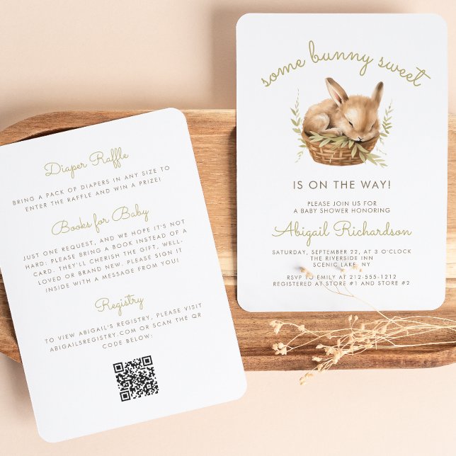 Ein wenig Bunny Sweet QR Code Neutral Baby Shower Einladung (Von Creator hochgeladen)