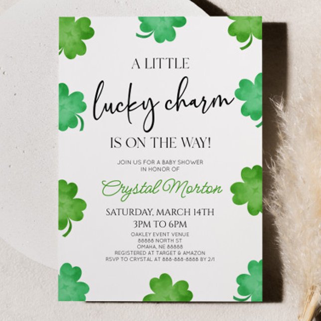 Ein wenig Glück, eine grüne Clover Baby-Dusche Einladung (Von Creator hochgeladen)