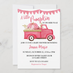 Ein wenig Kürbis Rustikal Pink Truck BABY SHOWER Einladung