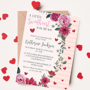 Ein wenig Liebeswissen, Valentinherzen, Baby Dusch Einladung