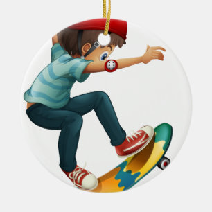 Ein wenig Mann Skateboarding Keramik Ornament