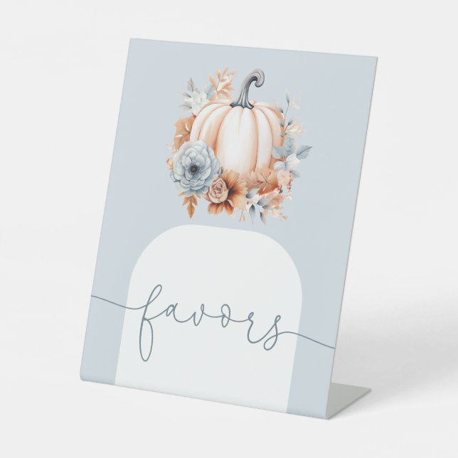 Ein wenig Pumpkin Fall Baby Duschfavoriten Sockelschild (Vorderseite)