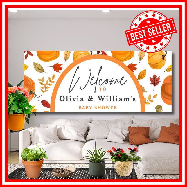 Ein wenig Pumpkin Herbst Floral Baby Dusche Banner (A Little Pumpkin is on the Way Fall Autumn Floral Baby Shower Banner)