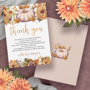 Ein wenig Pumpkin Herbst Floral Baby Dusche Dankeskarte