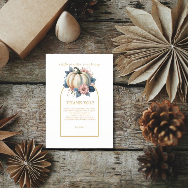 Ein wenig Pumpkin Herbst Floral Baby Dusche Dankeskarte (Von Creator hochgeladen)