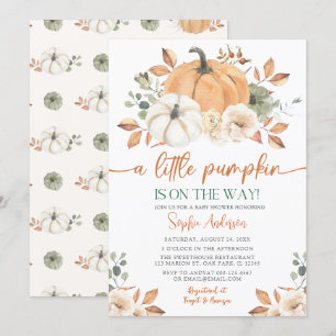 Ein wenig Pumpkin Herbst Floral Baby Dusche Einladung