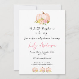 Ein wenig Pumpkin Herbst Floral Baby Dusche Einladung