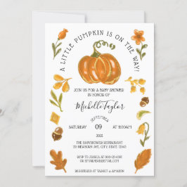 Ein wenig Pumpkin Herbst Floral Baby Dusche Einladung