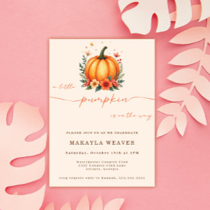 Ein wenig Pumpkin Herbst Floral Baby Dusche Einladung