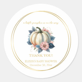 Ein wenig Pumpkin Herbst Floral Baby Dusche Runder Aufkleber