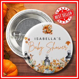 Ein wenig Pumpkin Herbst Herbst Blütendusche Button