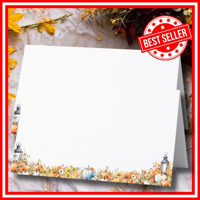 Ein wenig Pumpkin Herbst Herbst Blütendusche Platzkarte (A Little Pumpkin is on the Way Fall Autumn Floral Baby Shower Place Cards )