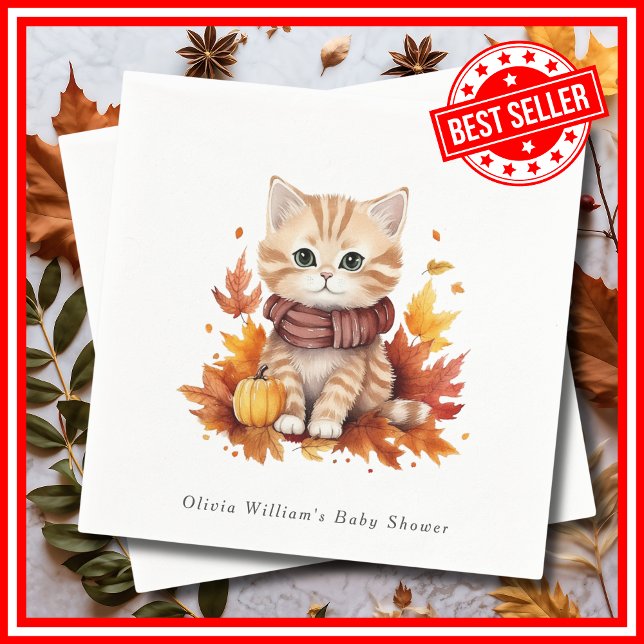 Ein wenig Pumpkin Herbst Herbst Blütendusche Serviette (A Little Pumpkin is on the Way Fall Autumn Floral Baby Shower Napkins)