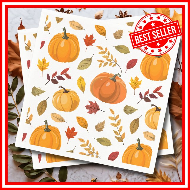Ein wenig Pumpkin Herbst Herbst Blütendusche Serviette (A Little Pumpkin is on the Way Fall Autumn Floral Baby Shower Napkins )