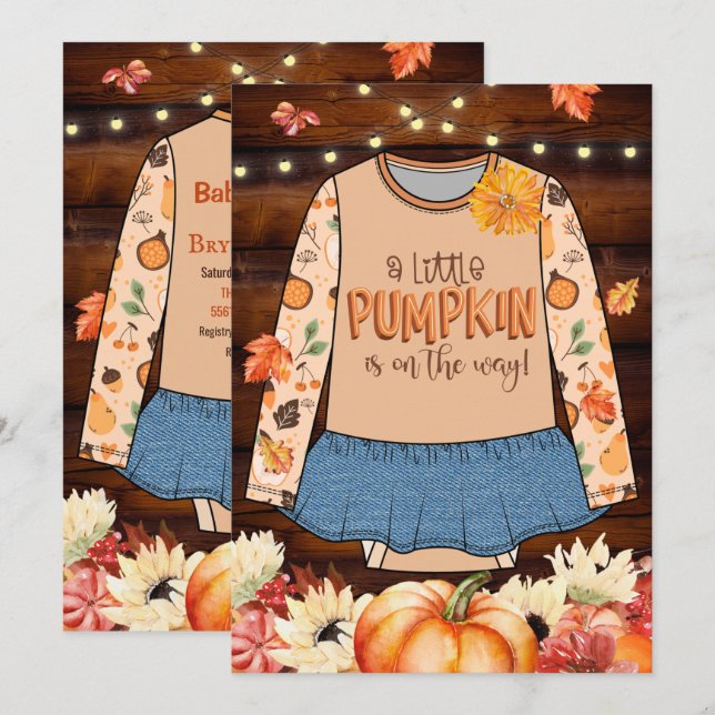 Ein wenig Pumpkin Rustic Baby Dusche Einladung (Vorne/Hinten)