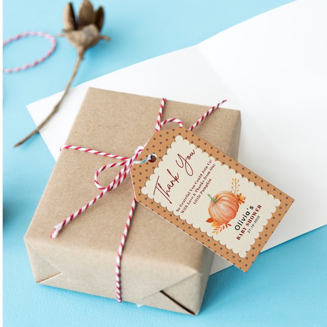 Ein wenig Pumpkin Rustic Fall Danke Baby Dusche Geschenkanhänger (A Little Pumpkin Rustic Fall Thank You Baby Shower Gift Tags)