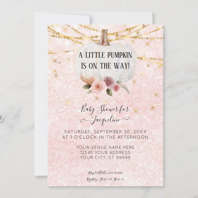 Ein wenig Pumpkin Wasserfarbe Blumenstränge Lichte Einladung (Vorderseite)