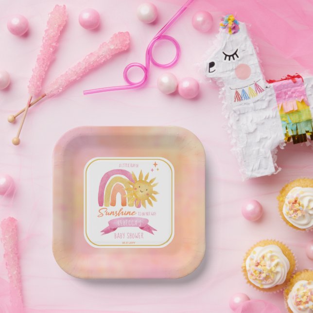 Ein wenig Ray Sonnenschein Mädchen-Duschpapier Pl Pappteller (Party)