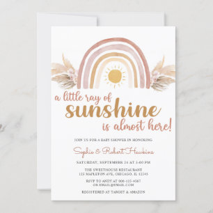 Ein wenig Ray Sunshine Boho Rainbow Baby Dusche Einladung