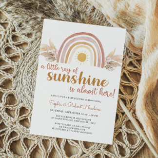 Ein wenig Ray Sunshine Boho Rainbow Baby Dusche Einladung