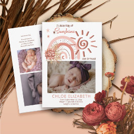 Ein wenig Ray Sunshine Girl Geburtsankündigung Ankündigung