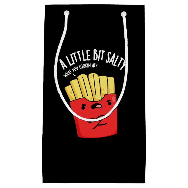 Ein wenig salzig Funny Fries Pun Dark BG Kleine Geschenktüte (Vorderseite)