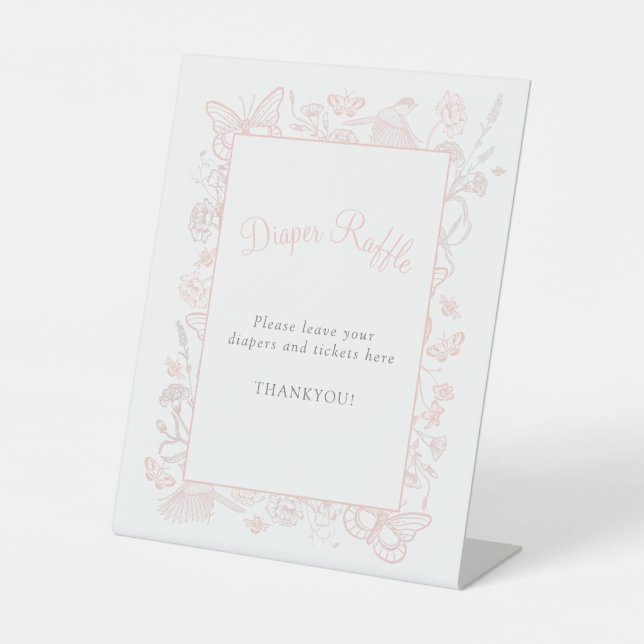 Ein wenig Schmetterling Pink Babydusche Windelwann Sockelschild (Vorderseite)