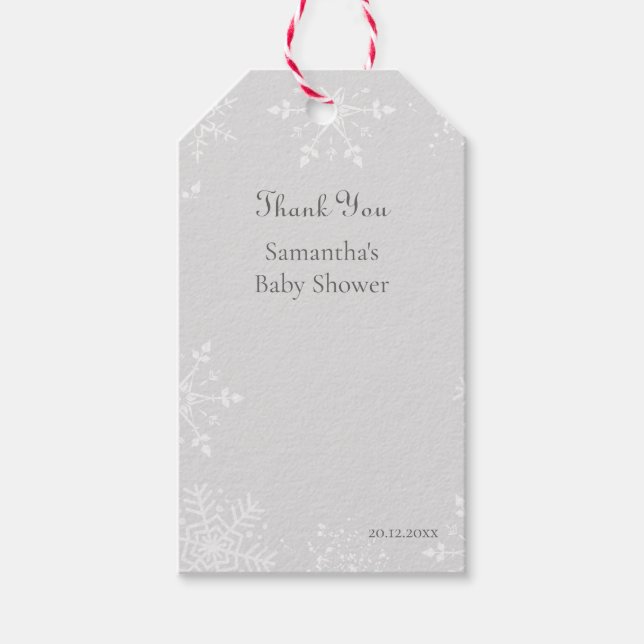 Ein wenig Schneeflocke ist auf dem Weg Baby danke  Geschenkanhänger (Vorderseite)