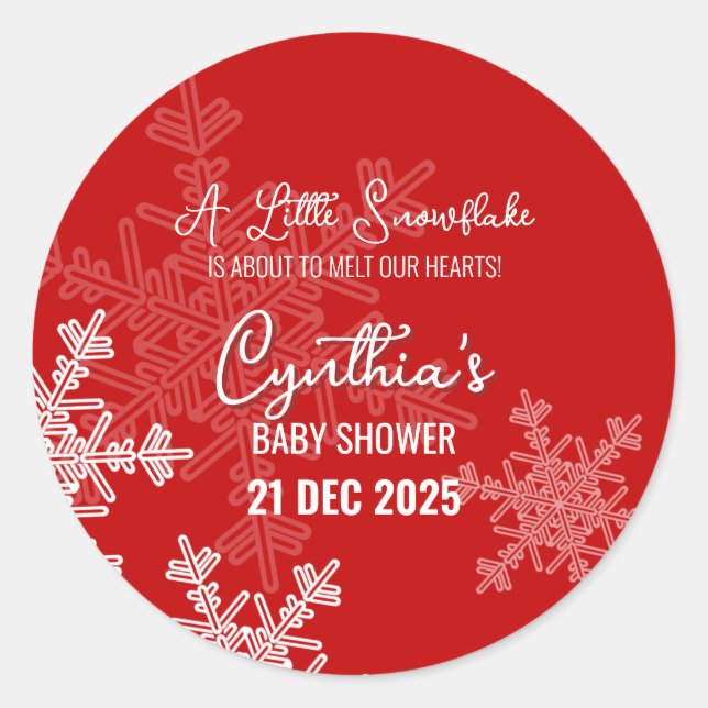 Ein wenig Schneeflocke Minimalistisches rotes Must Runder Aufkleber (Vorderseite)